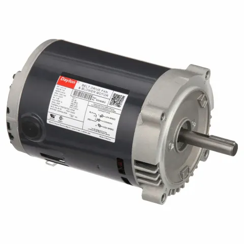 DAYTON Belt Drive Motor: 2 Speed, Open Dripproof, Face Mount, 1/12/1/4 HP, 1,725/1,140 Nameplate RPM