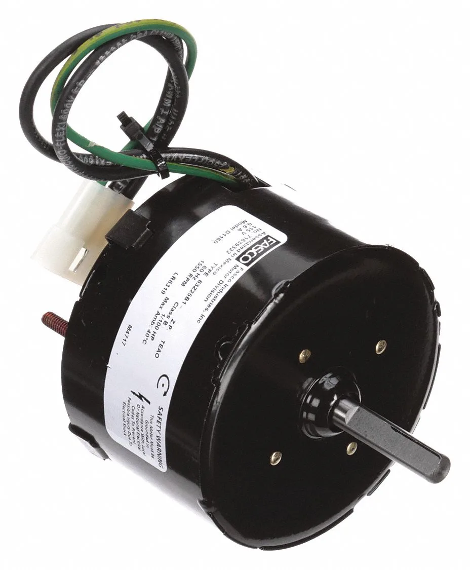 FASCO Condenser Fan Motor: Fasco OEM Repl, 1/100 HP, 1,550 Nameplate RPM, 115V AC, 3.3 in Frame FASCO Condenser Fan Motor: Fasco OEM Repl, 1/100 HP, 1,550 Nameplate RPM, 115V AC, 3.3 in Frame
