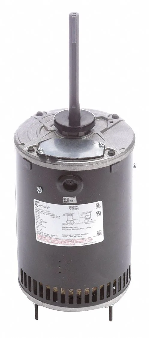 CENTURY Condenser Fan Motor: Stud Mount, Open Air-Over, 1 1/2 HP, 1,140 Nameplate RPM, 1 Speed, Auto CENTURY Condenser Fan Motor: Stud Mount, Open Air-Over, 1 1/2 HP, 1,140 Nameplate RPM, 1 Speed, Auto