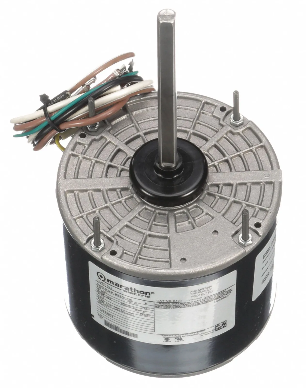 MARATHON MOTORS Condenser Fan Motor: Stud Mount, Open Air-Over, 1/2 HP, 1,625 Nameplate RPM, 1 Speed MARATHON MOTORS Condenser Fan Motor: Stud Mount, Open Air-Over, 1/2 HP, 1,625 Nameplate RPM, 1 Speed