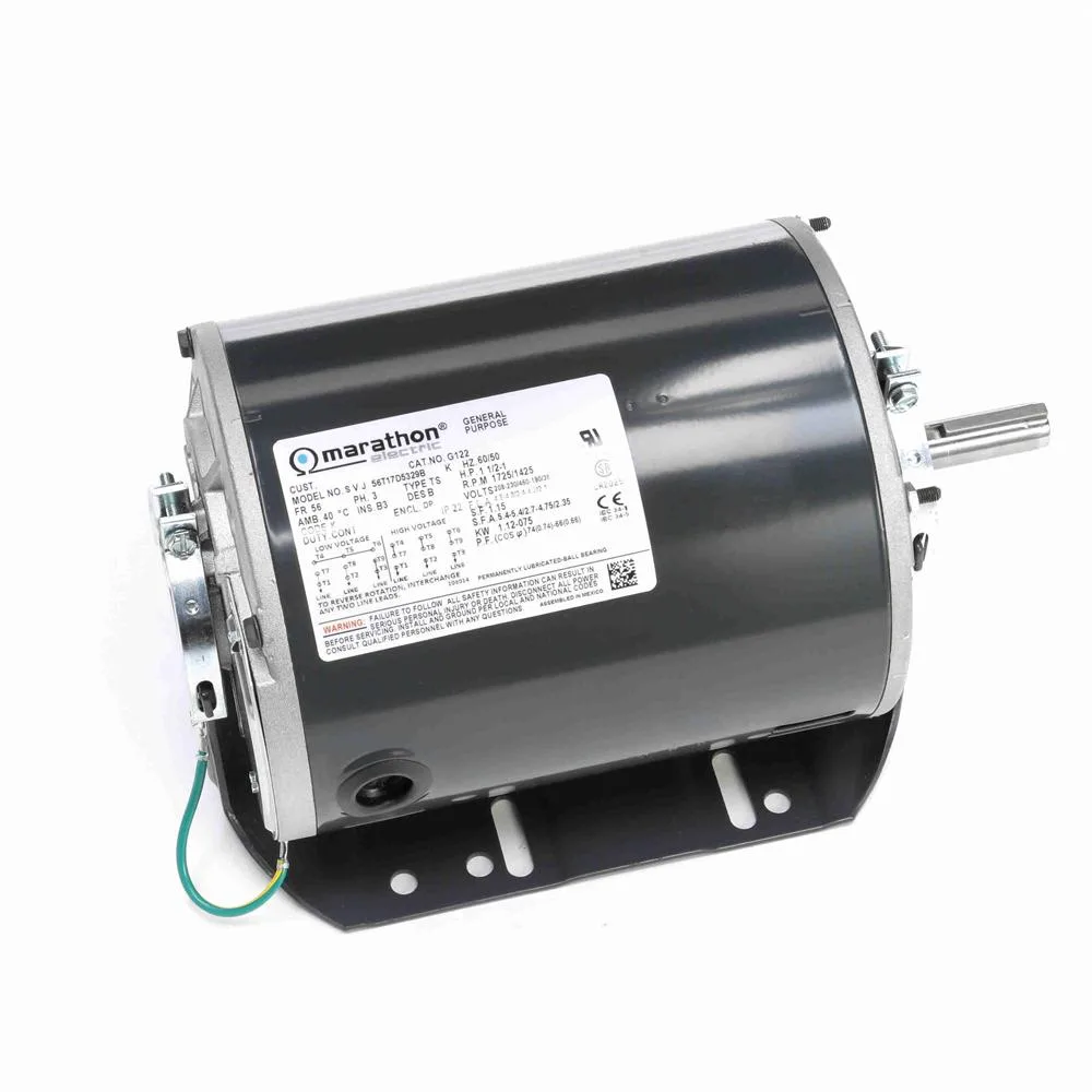 Marathon G122 3 Phase Blower Motor, 6-1/2" Dia., 1-1/2 HP, 1725 RPM Marathon G122 3 Phase Blower Motor, 6-1/2" Dia., 1-1/2 HP, 1725 RPM