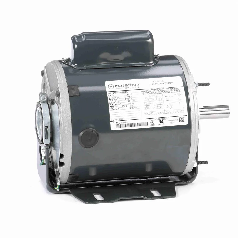 موتور بلوور بدء بمكثف Marathon C1153، قطر 6-1/2 بوصة، 1/2 حصان، 1725 لفة/دقيقة موتور بلوور بدء بمكثف Marathon C1153، قطر 6-1/2 بوصة، 1/2 حصان، 1725 لفة/دقيقة