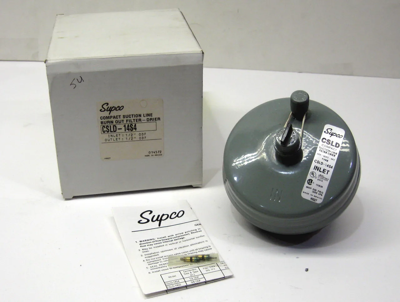 Supco CSLD14S4 Compact Suction Line Burn-Out Filter Drier, 1/2" Sweat