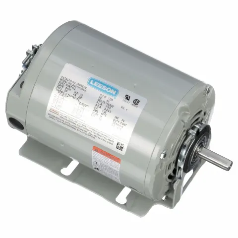 LEESON Refrigeration Motor: 1 Speed, Open Dripproof, Resilient Base Mount, 1/2 HP, 115/230V AC, Auto