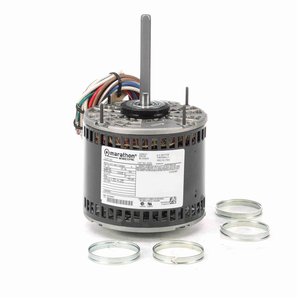 Marathon X003 PSC Direct Drive Blower Motor, 5-5/8" Dia., 1/3 HP, 1075 RPM