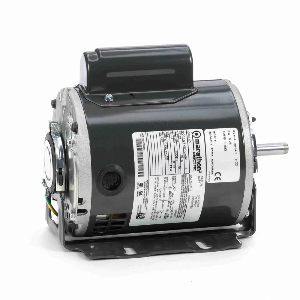 Marathon S111 Capacitor Start Blower Motor, 5-5/8" Dia., 1/3 HP, 1725 RPM Marathon S111 Capacitor Start Blower Motor, 5-5/8" Dia., 1/3 HP, 1725 RPM