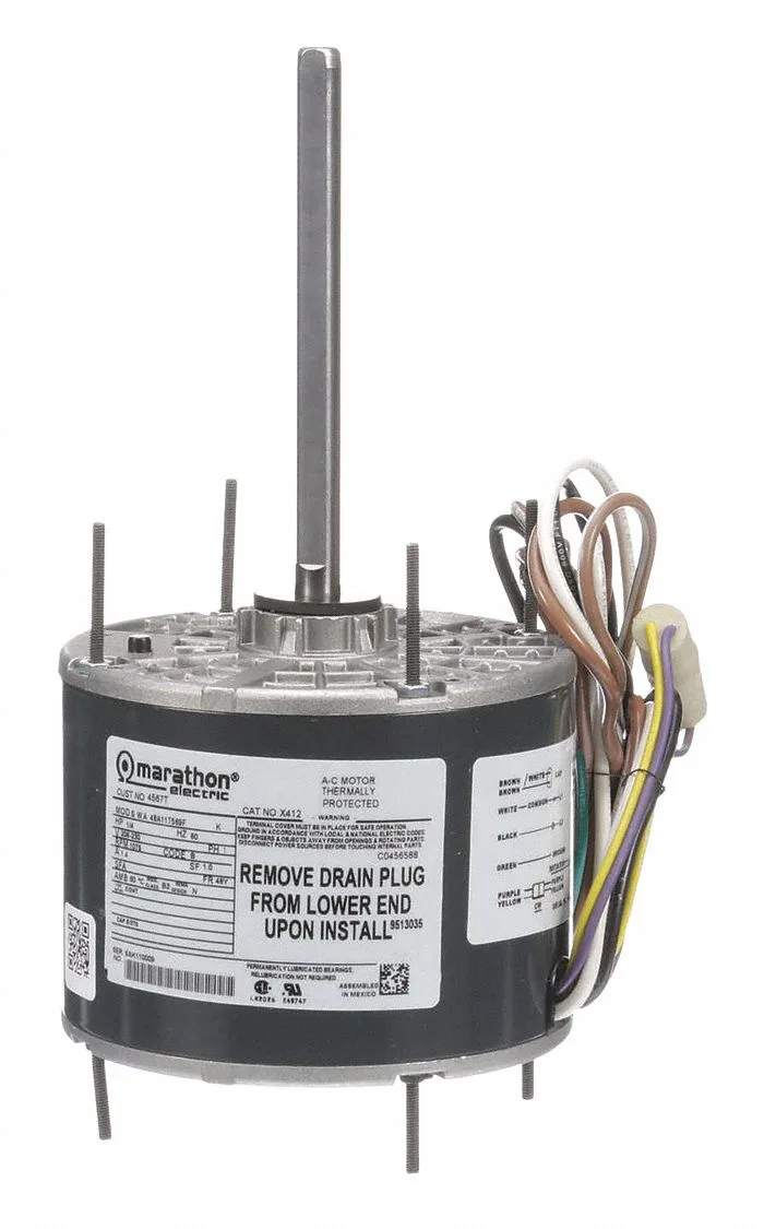 MARATHON MOTORS Condenser Fan Motor: Stud Mount, Totally Enclosed Air-Over, 1/4 HP, 1 Speed, Auto MARATHON MOTORS Condenser Fan Motor: Stud Mount, Totally Enclosed Air-Over, 1/4 HP, 1 Speed, Auto