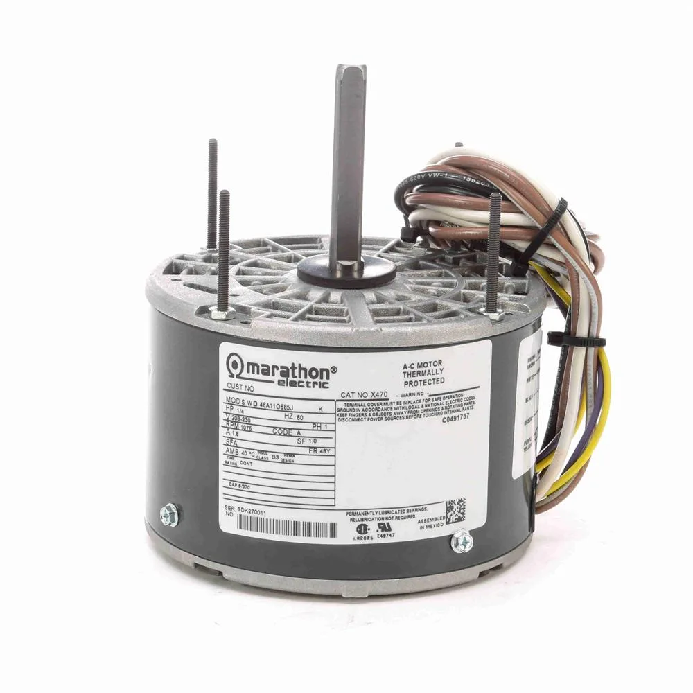 موتور بلوور مكثف دائم PSC Marathon X470، قطر 5-5/8 بوصة، 1/4 حصان، 1075 لفة/دقيقة، بديل OEM لـ Rheem وRuud موتور بلوور مكثف دائم PSC Marathon X470، قطر 5-5/8 بوصة، 1/4 حصان، 1075 لفة/دقيقة، بديل OEM لـ Rheem وRuud