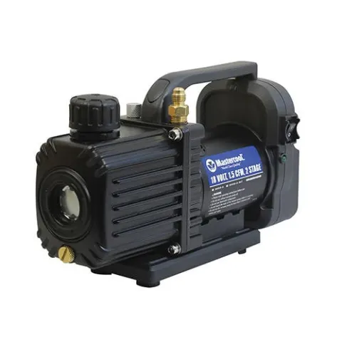Mastercool 90058-5A Cordless 2-Stage Vacuum Pump with 1/4 in. SAE Port, 5A Battery, Charger, and Adapter Sleeve, 1.5 CFM, 18V