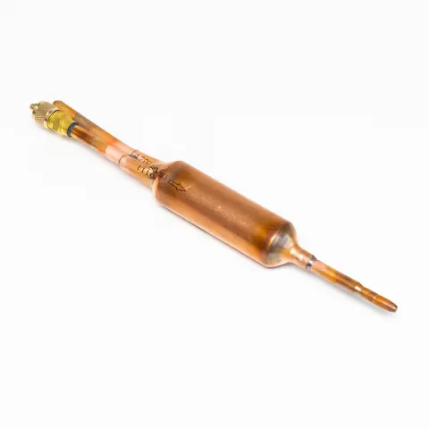 Refrigerator Copper Drier D111, Directional, 1/4", With Step Down for Capillary and Schrader Valve