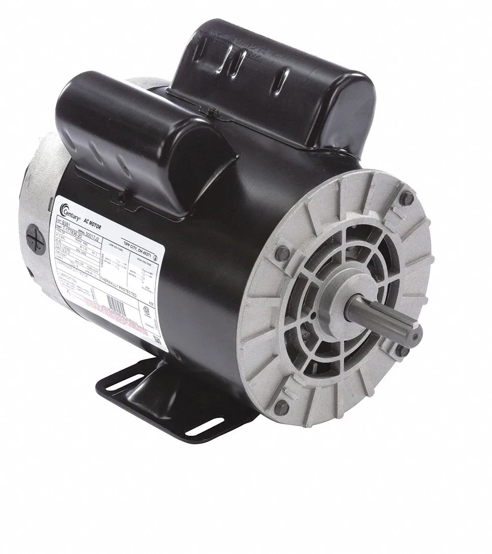 CENTURY OEM Compressor Motor: 2 HP, 3,450 Nameplate RPM, 115/230V AC, 15.0/7.5 A Full Load Amps CENTURY OEM Compressor Motor: 2 HP, 3,450 Nameplate RPM, 115/230V AC, 15.0/7.5 A Full Load Amps