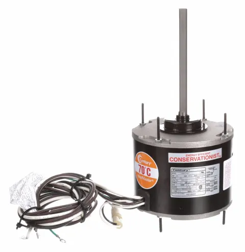 CENTURY Condenser Fan Motor: Stud Mount, Totally Enclosed Air-Over, 1/8 HP, 825 Nameplate RPM, Auto