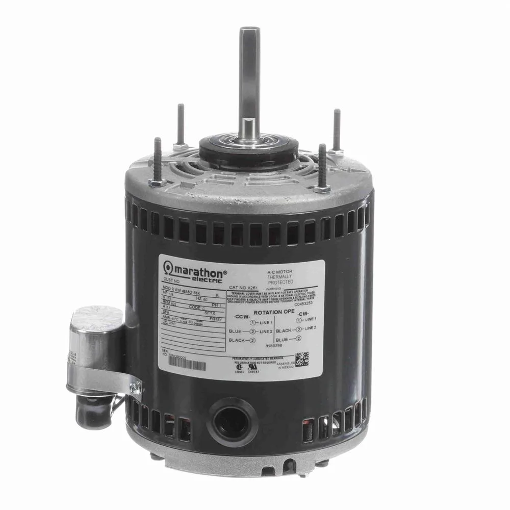 Marathon X261 PSC Blower Motor, 5-5/8" Dia., 1/8 HP, 825 RPM, Greenheck OEM Replacement