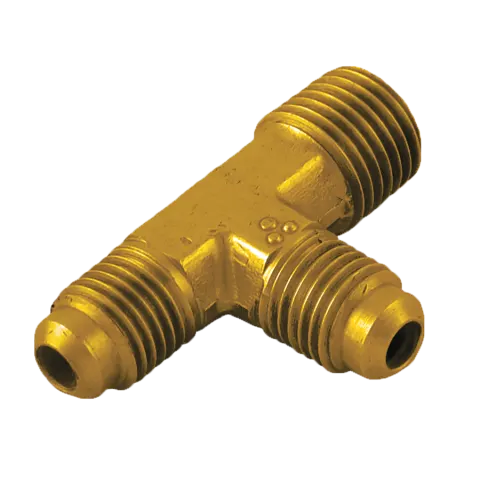 T3-4A Brass Tee 1/4" Flare x 1/4" Flare x 1/8" Male Pipe Thread