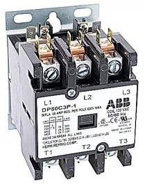 كونتاكتور ABB DP50C3P-2 لغرض محدد، ثلاثي الأقطاب، 50 أمبير، ملف من 208 إلى 240 فولت تيار متردد