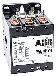 كونتاكتور ABB DP75C3P-2 لغرض محدد، ثلاثي الأقطاب، 75 أمبير، ملف من 208 إلى 240 فولت تيار متردد