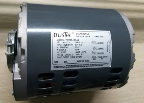 Air Cooler Fan Motor Customized Aluminum Shell 50Hz 2 Speed – image 2