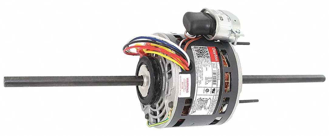 DAYTON Room Air Conditioner Motor: 3 Speed, 1/10 HP, 1,550 Nameplate RPM, 115V AC, CW/CCW