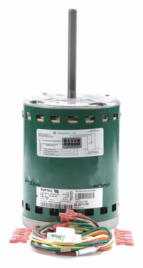 GENTEQ ECM Direct Drive Blower Motor: 5 Speed, Open Air-Over, Face Mount, 1 HP, 1,075 Nameplate RPM