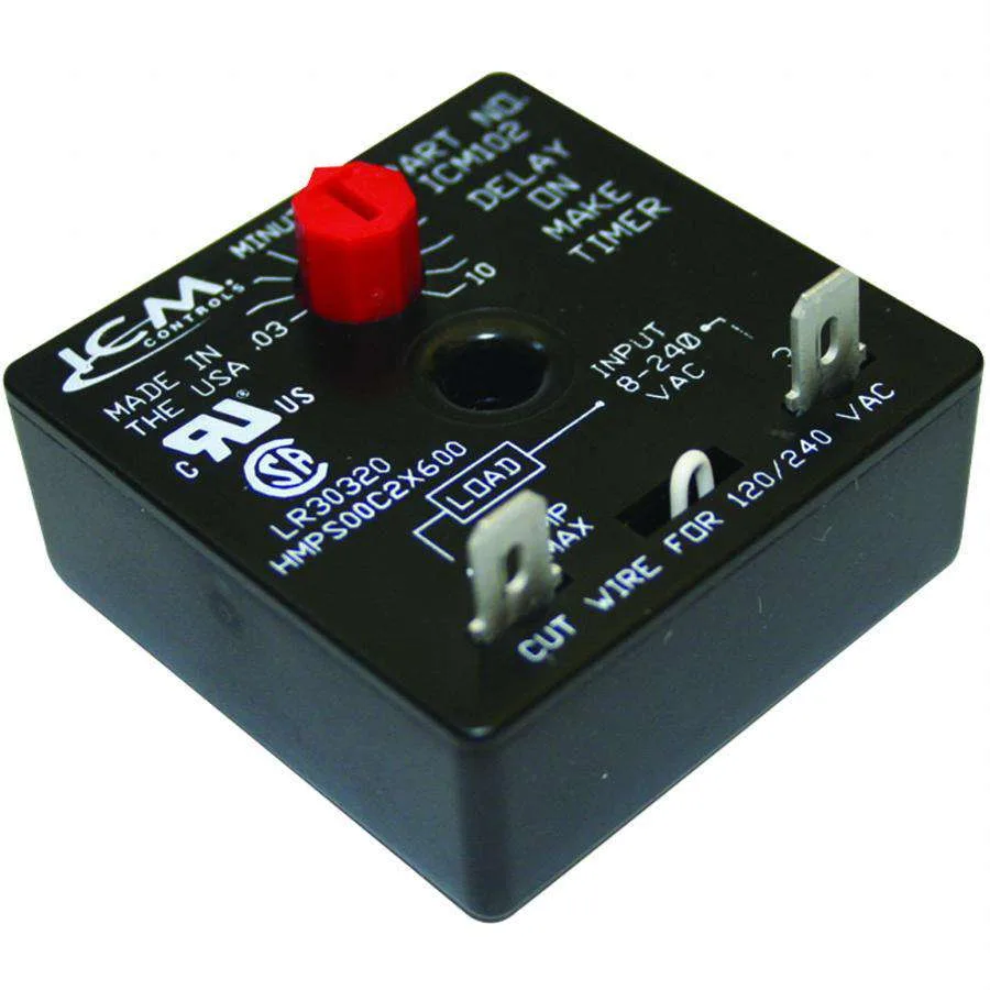 ICM Controls ICM102 Delay on Make Timer, 0.03-10 Min, 18-240 VAC ICM Controls ICM102 Delay on Make Timer, 0.03-10 Min, 18-240 VAC