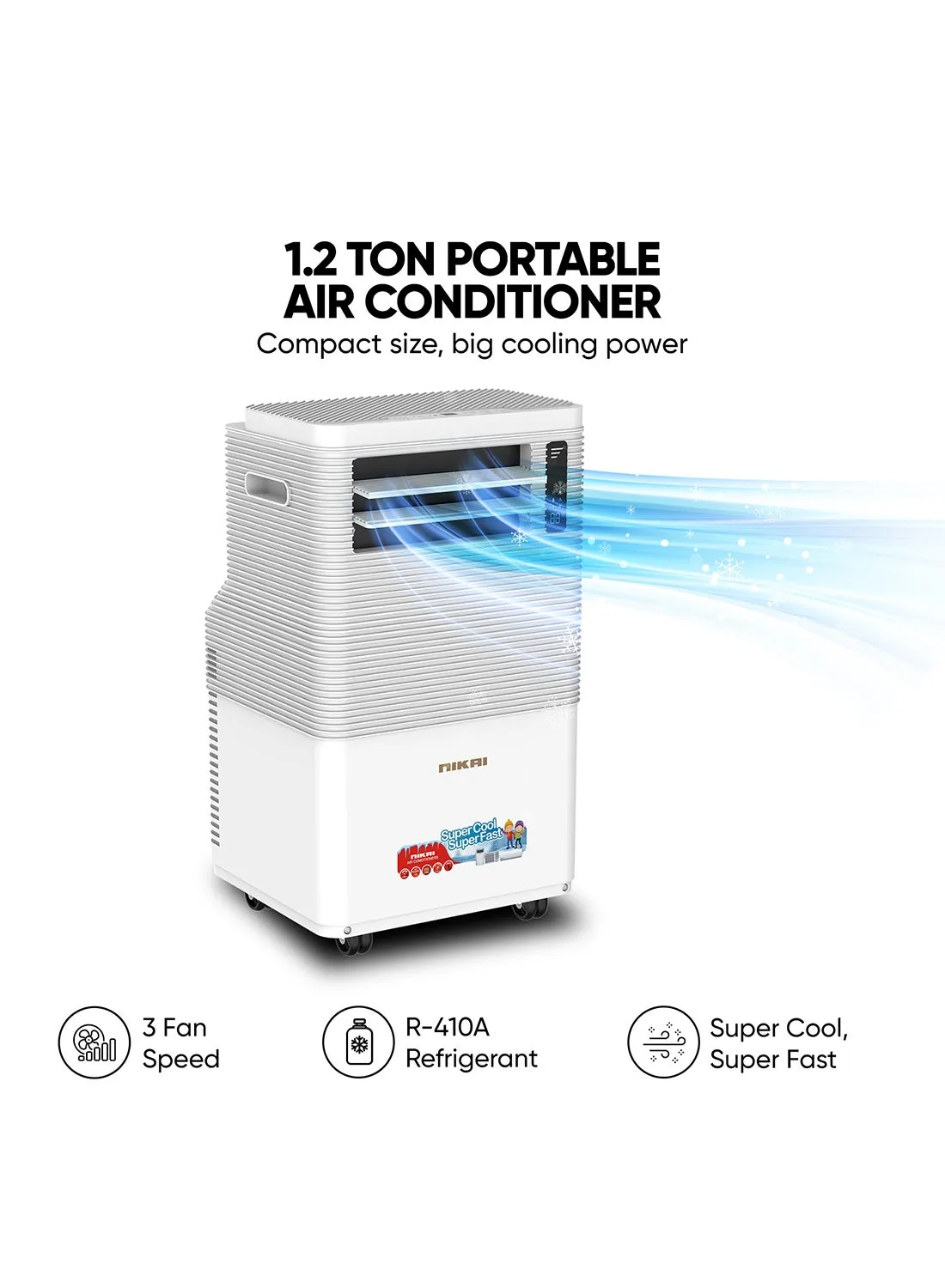NIKAI 1.2 Ton Portable AC, Efficient Cooling with Rotary Compressor, R410 Refrigerant,Auto Evaporation, Remote Control, Low… NIKAI 1.2 Ton Portable AC, Efficient Cooling with Rotary Compressor, R410 Refrigerant,Auto Evaporation, Remote Control, Low…